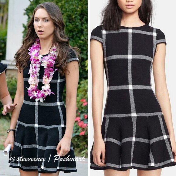 Alice + Olivia Selma Checkered Drop Waist Dress ASO Spencer Hastings - Picture 1 of 13